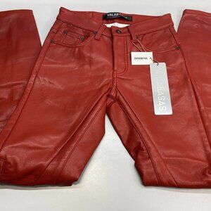 Valabasas Men’s Merdali Faux Leather Skinny Pants – Red, Size 28
